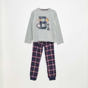 Ensemble pyjama long bimatière t-shirt + pantalon - 2 pièces BLEU