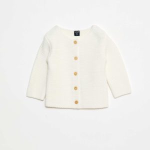 Gilet en point mousse BLANC