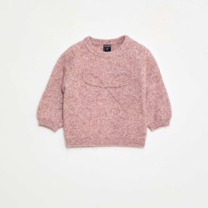Pull en maille avec nœud fantaisie devant ROSE