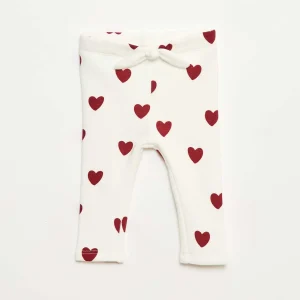Legging fourré en molleton avec nœud BLANC/ROUGE