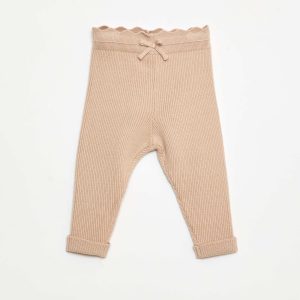 Legging côtelé avec nœud fantaisie BEIGE