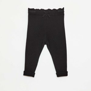Legging côtelé avec nœud fantaisie NOIR
