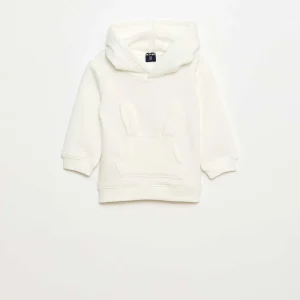 Sweat à capuche en molleton animé lapin BLANC