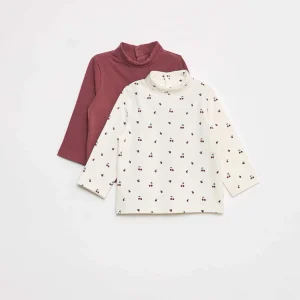 Lot de 2 sous-pull col roulé BLANC/ROUGE
