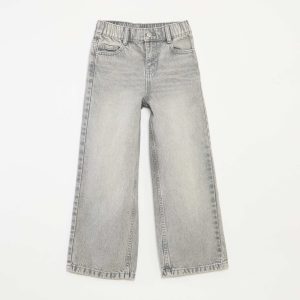 Pantalon large à 5 poches en denim GRIS