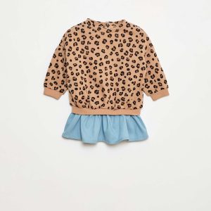 Robe sweat avec effet 2 en 1 à la base BEIGE