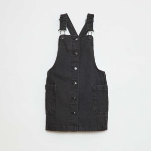 Robe salopette en jean GRIS FONCé