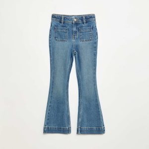 Jean coupe flare/bootcut avec poches plaquées BLEU