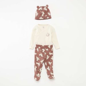 Ensemble 3 pièces body + legging + bonnet 'Disney' MARRON