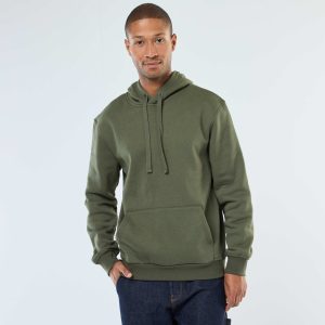 Sweat à capuche en molleton gratté avec poche kangourou VERT