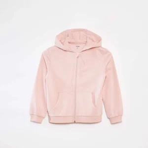 Sweat uni zippé à capuche ROSE