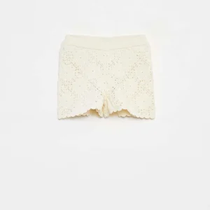 Short en crochet avec bords ondulés BLANC