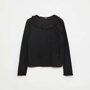 T-shirt en maille côtelée NOIR