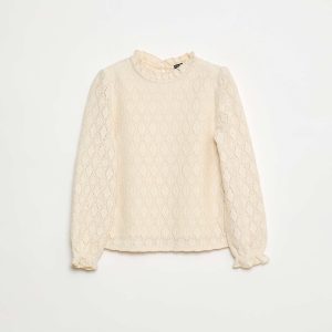 T-shirt en maille ajourée BLANC