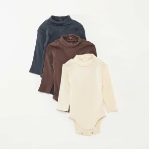 Lot de 3 bodies évolutifs en maille pointelle BEIGE
