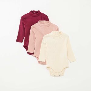 Lot de 3 bodies évolutifs en maille pointelle VIOLET