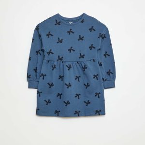 Robe à motif en molleton non-doublé BLEU