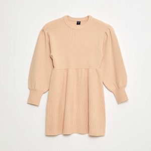 Robe pull en maille tricot douce BEIGE