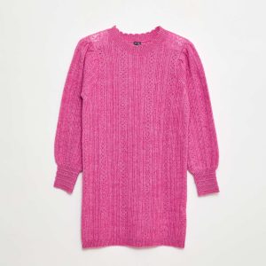 Robe pull en maille tricot ajourée ROSE