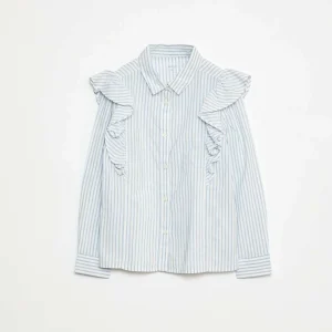Chemise en popeline volantée BLEU