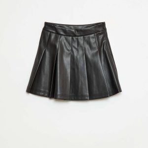 Jupe plissée en simili NOIR