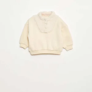 Sweat col montant effet moutonné BLANC