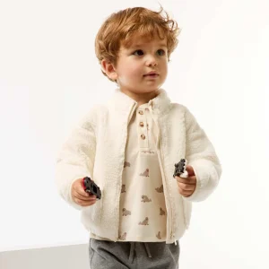 Gilet zippé effet moutonné BLANC
