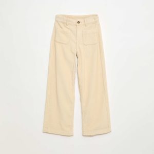Pantalon large en velours uni BLANC