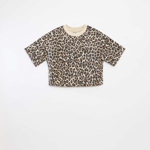 T-shirt crop à manches courtes LéOPARD