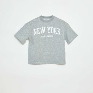 T-shirt style universitaire manches courtes GRIS