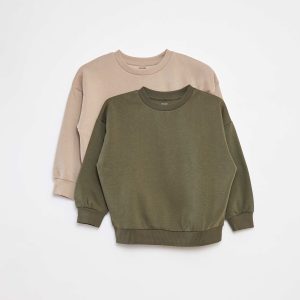 Lot de 2 sweats unis en molleton KAKI