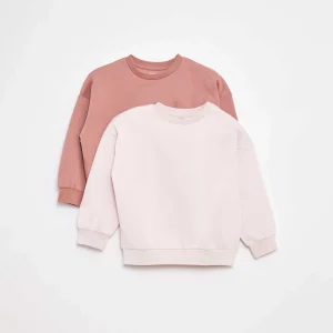 Lot de 2 sweats unis en molleton ROSE