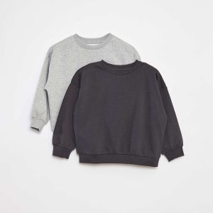 Lot de 2 sweats unis en molleton GRIS