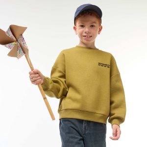 Sweat en coton avec motif au dos VERT