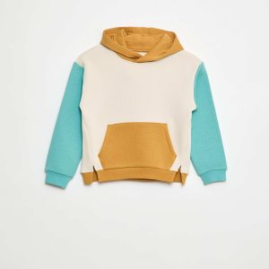 Sweat à capuche color bloc BLEU
