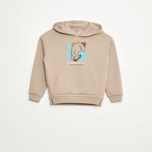 Sweat à capuche imprimé skate BEIGE