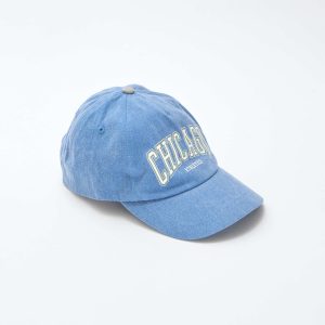 Casquette en denim avec inscription BLEU