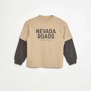 T-shirt à double manche BEIGE