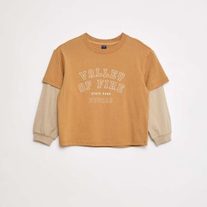 T-shirt à double manche JAUNE