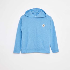 T-shirt à capuche à manches longues BLEU