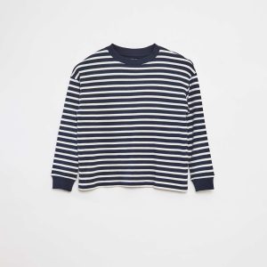 Pull à manches longues rayé BLEU