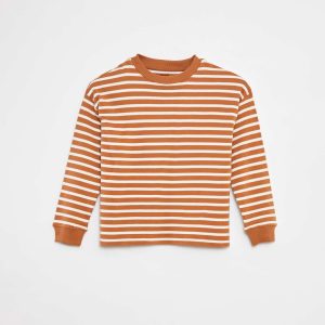 Pull à manches longues rayé BEIGE