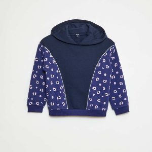 Sweat à capuche avec motifs BLEU