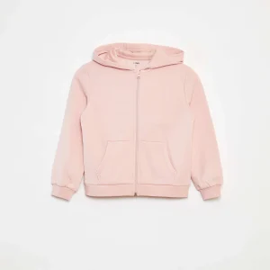 Sweat uni zippé à capuche ROSE