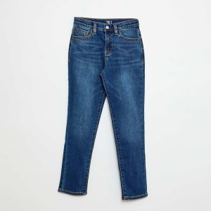 Pantalon denim stretch fit slim en coton BLEU