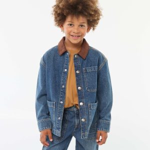 Surchemise en jean avec col en velours BLEU