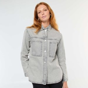 Surchemise en denim pressionnée GRIS
