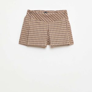 Short en flanelle à carreaux BEIGE