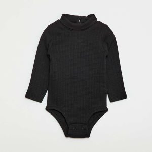 Body en maille pointelle avec col montant NOIR