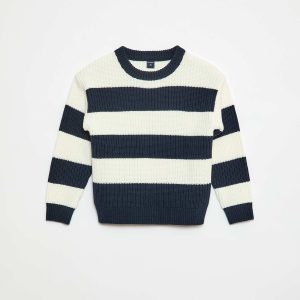 Pull tricoté en color block BLEU